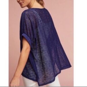 Anthropologie Akemi + Kin Bratton Blue Lace Oversized Top XS/S
